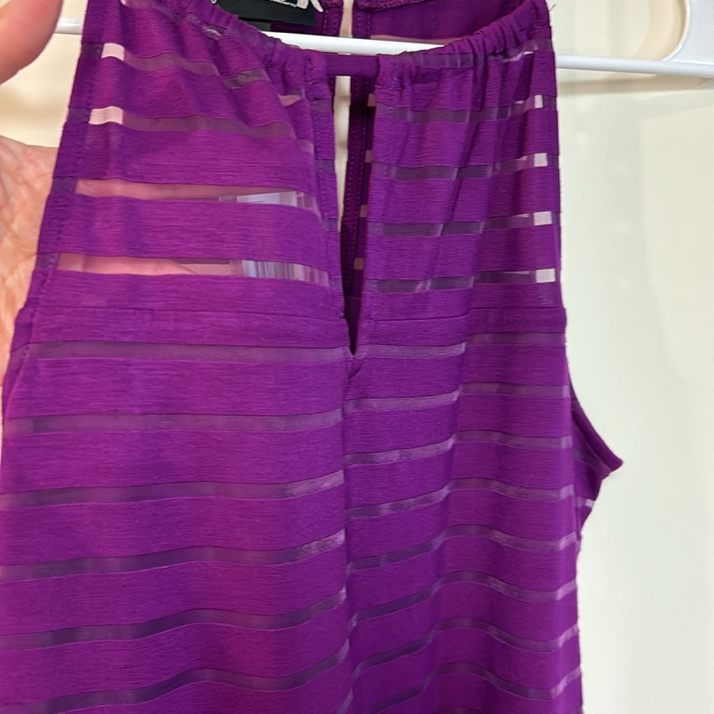 INC Top Women's Medium Purple Keyhole Halter Semi Sheer Sleeveless Festival Boho - Picture 2 of 5